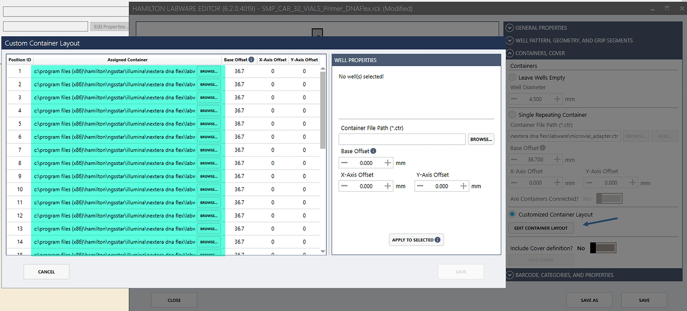 Using several containers in the same rack Venus Questions Lab